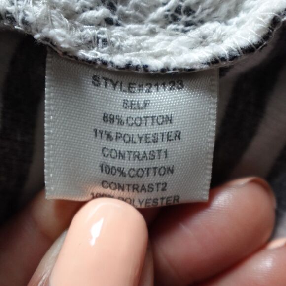 Skies Are Blue Women M Cardigan Hooded Cotton Striped Open Front Long Sleeve - Picture 9 of 12